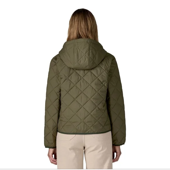 Patagonia Diamond Quilted Bomber Hoody Women's Size M NWT Basin Green - Picture 3 of 4